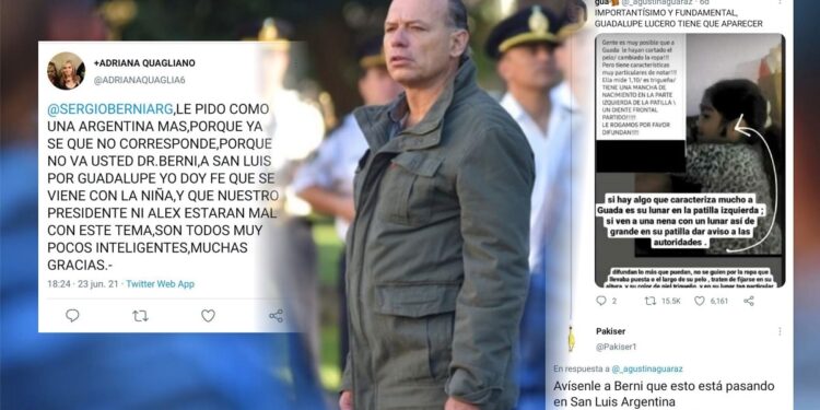 A dos semanas de la desaparición de Guadalupe, piden que Berni trabaje en la búsqueda