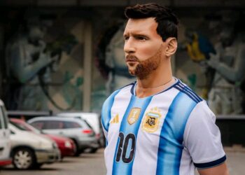 CASEROS : Luce una impactante figura 3D de Lionel Messi en la previa de la final del Mundial.