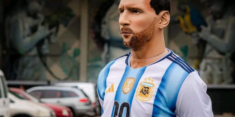 CASEROS : Luce una impactante figura 3D de Lionel Messi en la previa de la final del Mundial.